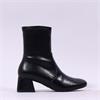 Wonders Anan Low Block Heel Stretch Boot - Black Leather